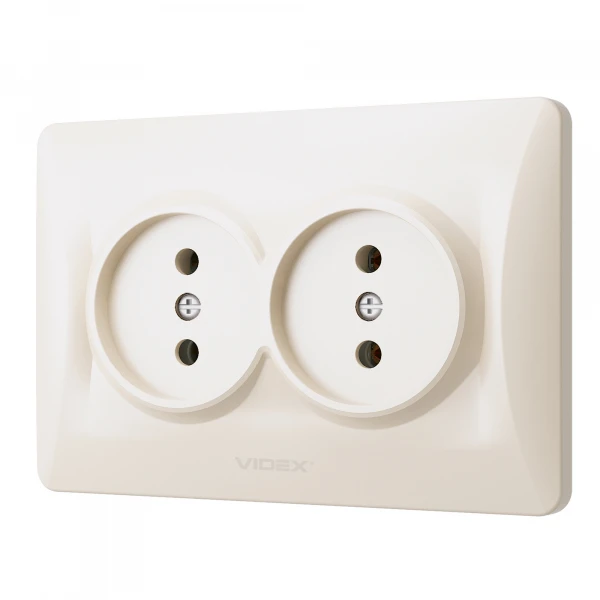 Розетка подвійна кремова BINERA 24696 Videx - Фото 3