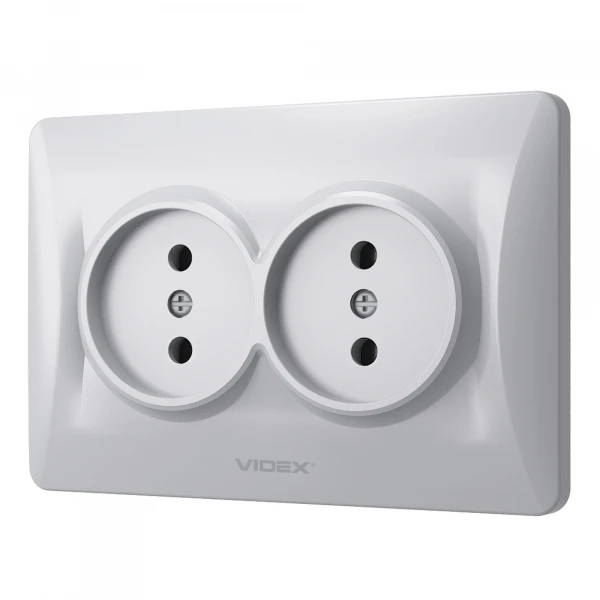 Розетка подвійна срібний шовк BINERA 24901 Videx - Фото 3