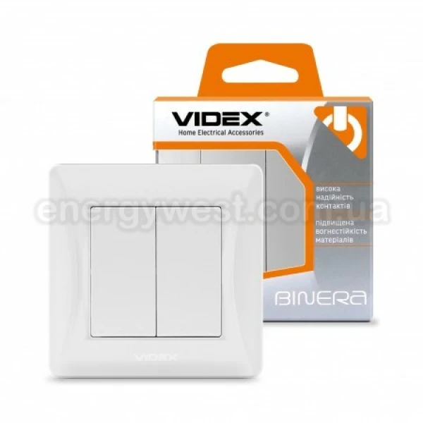 Вимикач двоклавішний VF-BNSW2 Binera Videx - Фото 3