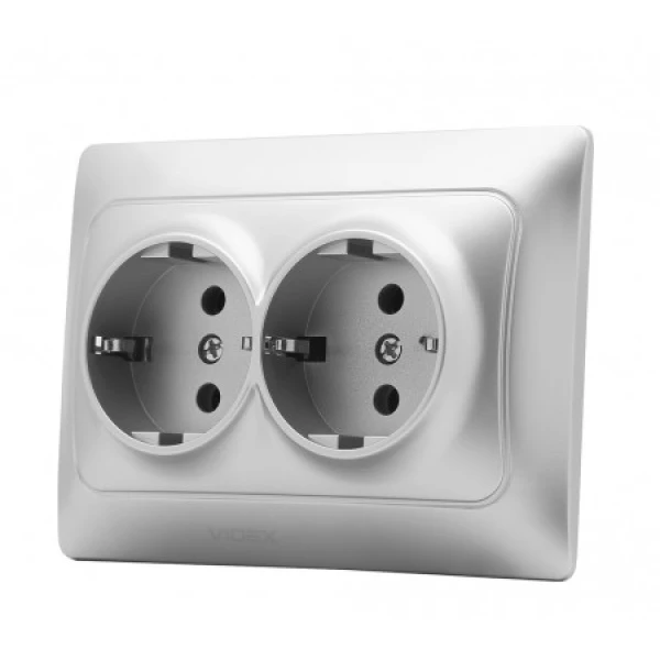 Розетка подвійна з заземленням VF-BNSK2G Binera Videx - Фото 5