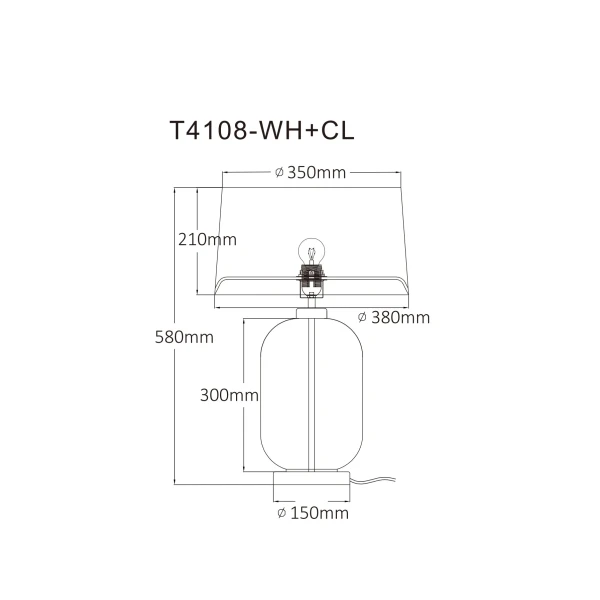 Декоративна настільна лампа Zuma Line VAZE E27 білий T4108-WH+CL - Фото 2