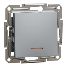 Schneider Electric Asfora EPH1400162. Вимикач одноклавішний з підсвіткою, сталевий