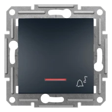 Schneider Electric Asfora EPH1700171. Кнопковий вимикач з символом "Дзвінок" з підсвіткою, антрацитовий