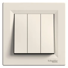 Schneider Electric Asfora EPH2100123. Вимикач трьохклавішний, кремовий