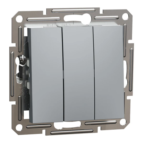 Вимикач трьохклавішний, сталевий Asfora EPH2100162 Schneider Electric - Фото 1