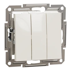 Schneider Electric Asfora EPH2170123. Вимикач трьохклавішний без рамки, кремовий