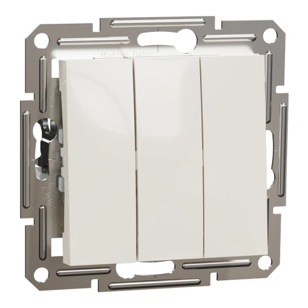 Вимикач трьохклавішний без рамки, кремовий Asfora EPH2170123 Schneider Electric