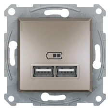 Schneider Electric Asfora EPH2700269. Розетка USB, 2 виходи 2.0, 5V-DC, 2.1A, бронзовий