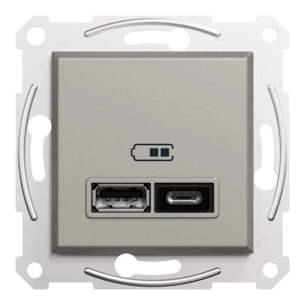 USB розетка тип А+С 2,4А або 2х1,2А, бронзовий Asfora EPH2700369 Schneider Electric - Фото 2