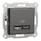 USB розетка тип А+С 2,4А або 2х1,2А антрацитовий Asfora EPH2700371 Schneider Electric