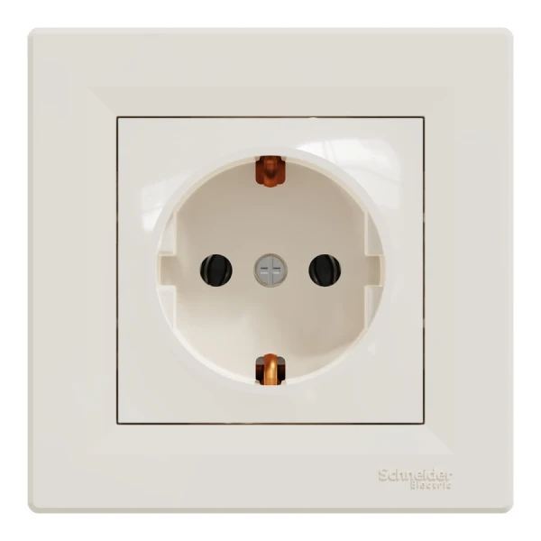 Розетка з заземленням, кремовий Asfora EPH2900123 Schneider Electric - Фото 2