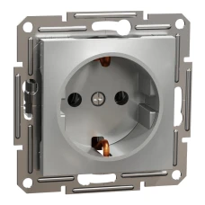 Schneider Electric Asfora EPH2900161. Розетка з заземленням, алюмінієвий