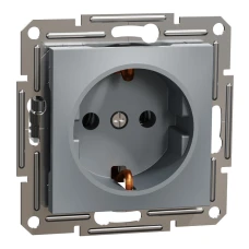 Schneider Electric Asfora EPH2900162. Розетка з заземленням, сталевий