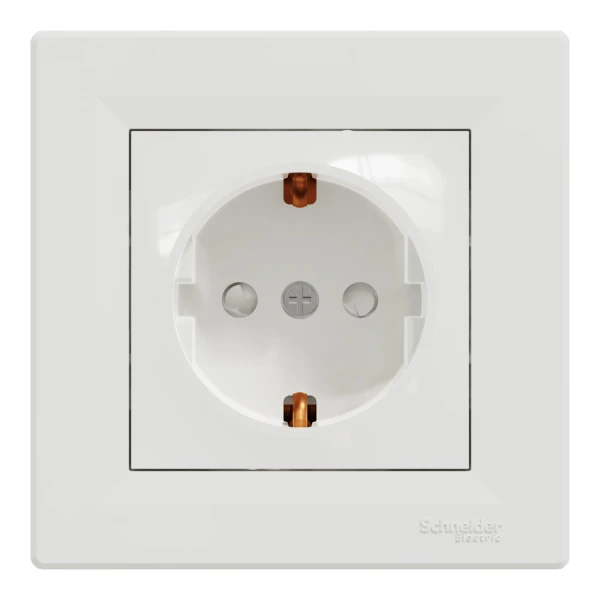 Розетка з заземленням з захисними шторками, білий Asfora EPH2900221 Schneider Electric - Фото 2