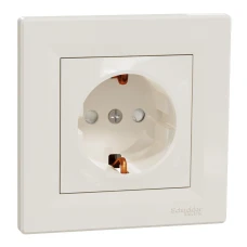 Schneider Electric Asfora EPH2900223. Розетка з заземленням з захисними шторками, кремовий