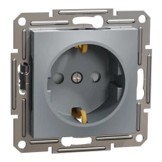 Schneider Electric Asfora EPH2900262. Розетка з заземленням з захисними шторками, сталевий