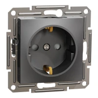Schneider Electric Asfora EPH2900271. Розетка з заземленням з захисними шторками, антрацитовий