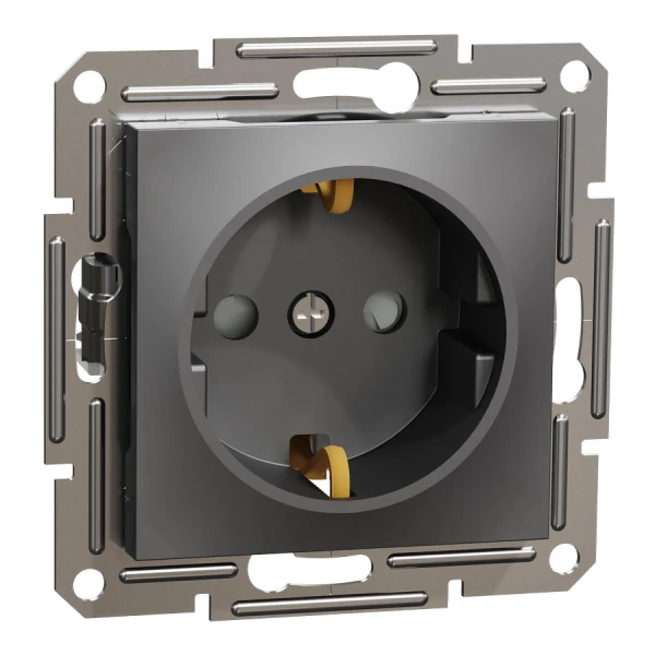 Розетка з заземленням з захисними шторками, антрацитовий Asfora EPH2900271 Schneider Electric - Фото 1