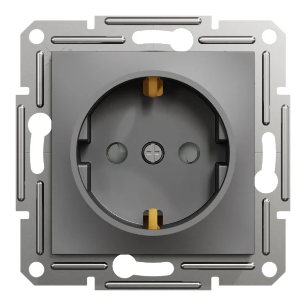 Розетка з заземленням з захисними шторками, антрацитовий Asfora EPH2900271 Schneider Electric - Фото 2