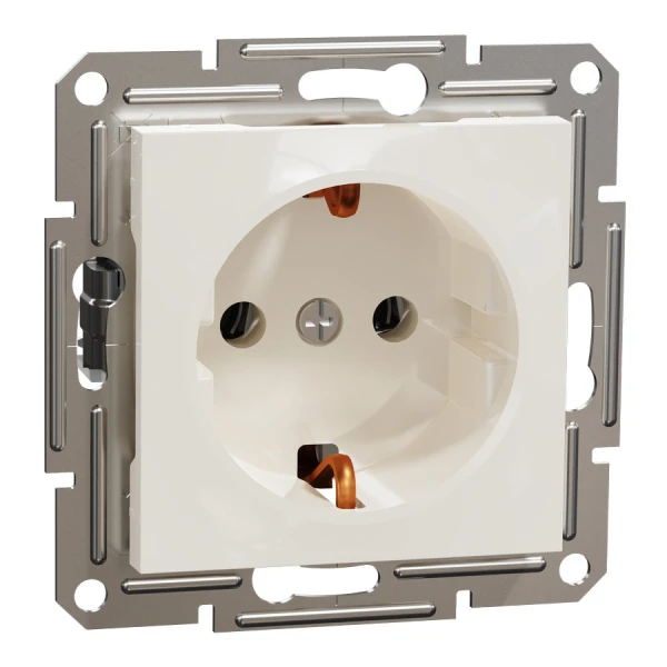 Розетка з заземленням без рамки, кремовий Asfora EPH2970123 Schneider Electric