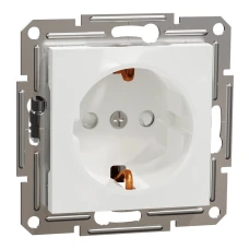 Schneider Electric Asfora EPH2970221. Розетка з заземленням з захисними шторками без рамки, білий