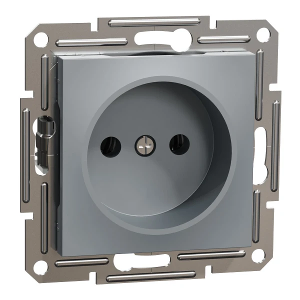 Розетка без заземлення, сталевий Asfora EPH3000162 Schneider Electric - Фото 1