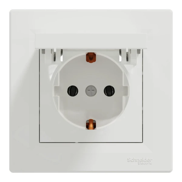 Розетка з кришкою з заземленням, білий Asfora EPH3100121 Schneider Electric - Фото 2