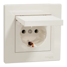 Schneider Electric Asfora EPH3100123. Розетка з кришкою з заземленням, кремовий