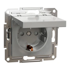Schneider Electric Asfora EPH3100161. Розетка з кришкою з заземленням, алюмінієвий