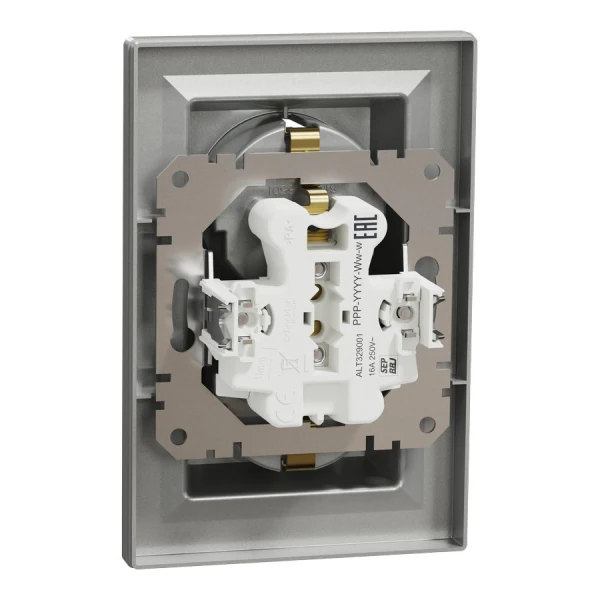 Розетка с заземленням, подвійна, алюмінієвий Asfora EPH9900161 Schneider Electric - Фото 6