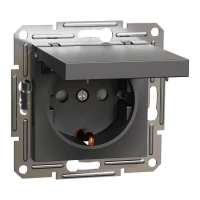 Schneider Electric Asfora EPH3100171. Розетка з кришкою з заземленням, антрацитовий