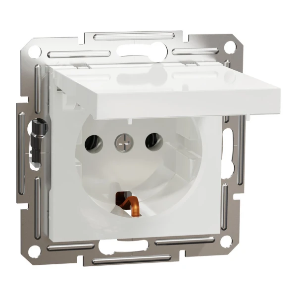 Розетка з заземленням та кришкою, без рамки, білий Asfora EPH3170121 Schneider Electric