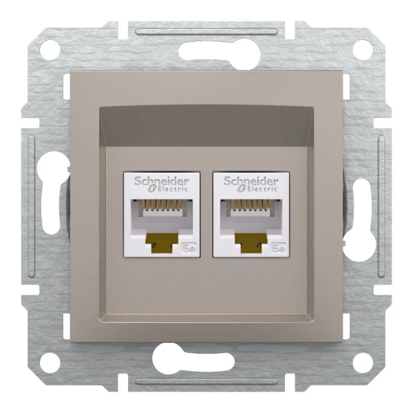Розетка комп'ютерна, RJ45, кат.5е, UTP, подвійна, бронзовий Asfora EPH4400169 Schneider Electric - Фото 2