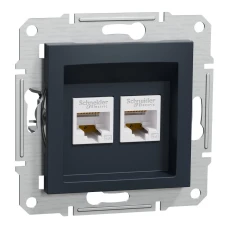 Schneider Electric Asfora EPH4400171. Розетка комп'ютерна, RJ45, кат.5е, UTP, подвійна, антрацитовий