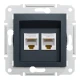 Розетка комп'ютерна, RJ45, кат.5е, UTP, подвійна, антрацитовий Asfora EPH4400171 Schneider Electric