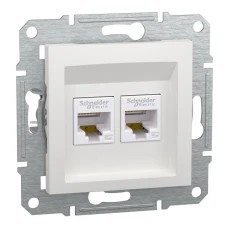 Schneider Electric Asfora EPH4470121. Розетка комп'ютерна, RJ45, кат.5е, UTP, подвійна, без рамки, білий