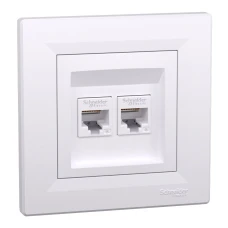 Schneider Electric Asfora EPH4800121. Розетка комп'ютерна, RJ45, кат.6, UTP, подвійна, білий