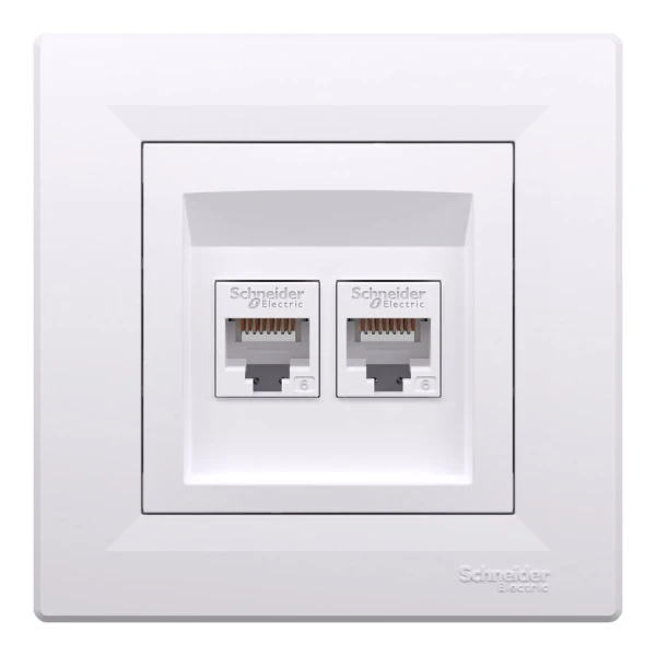 Розетка комп'ютерна, RJ45, кат.6, UTP, подвійна, білий Asfora EPH4800121 Schneider Electric - Фото 2