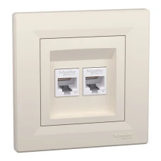 Schneider Electric Asfora EPH4800123. Розетка комп'ютерна, RJ45, кат.6, UTP, подвійна, кремовий