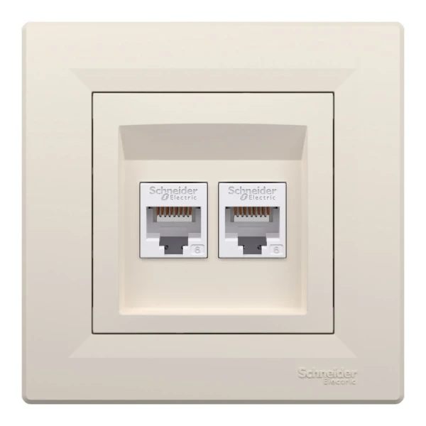 Розетка комп'ютерна, RJ45, кат.6, UTP, подвійна, кремовий Asfora EPH4800123 Schneider Electric - Фото 2