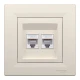 Розетка комп'ютерна, RJ45, кат.6, UTP, подвійна, кремовий Asfora EPH4800123 Schneider Electric