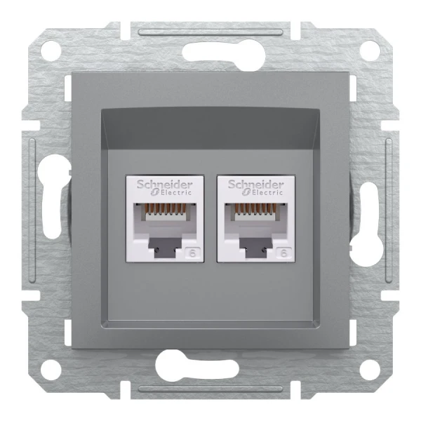 Розетка комп'ютерна, RJ45, кат.6, UTP, подвійна, сталевий Asfora EPH4800162 Schneider Electric - Фото 2