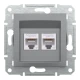 Розетка комп'ютерна, RJ45, кат.6, UTP, подвійна, сталевий Asfora EPH4800162 Schneider Electric