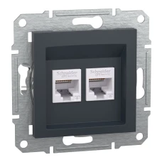 Schneider Electric Asfora EPH4800171. Розетка комп'ютерна, RJ45, кат.6, UTP, подвійна, антрацитовий