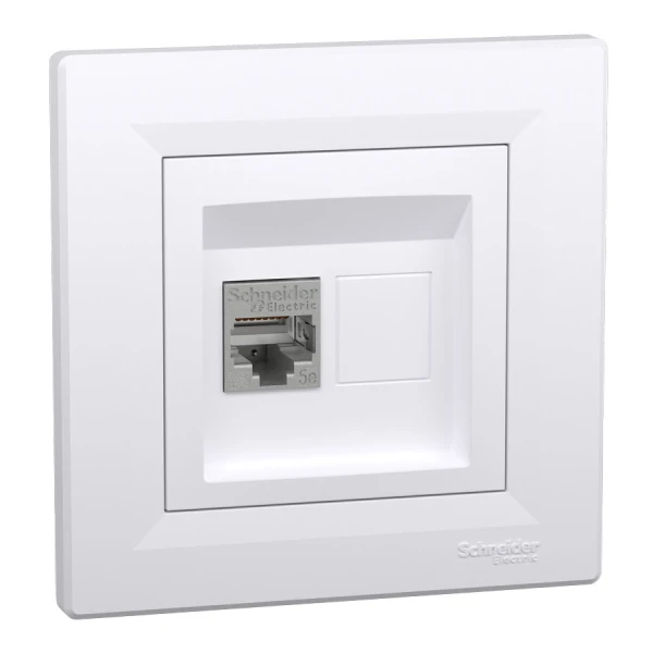 Розетка комп'ютерна, RJ45, кат.5е, STP, білий Asfora EPH5000121 Schneider Electric - Фото 1