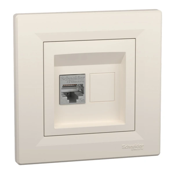 Розетка комп'ютерна, RJ45, кат.5е, STP, кремовий Asfora EPH5000123 Schneider Electric - Фото 1