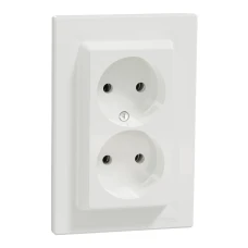 Schneider Electric Asfora EPH9700121. Розетка без заземления, подвійна, білий