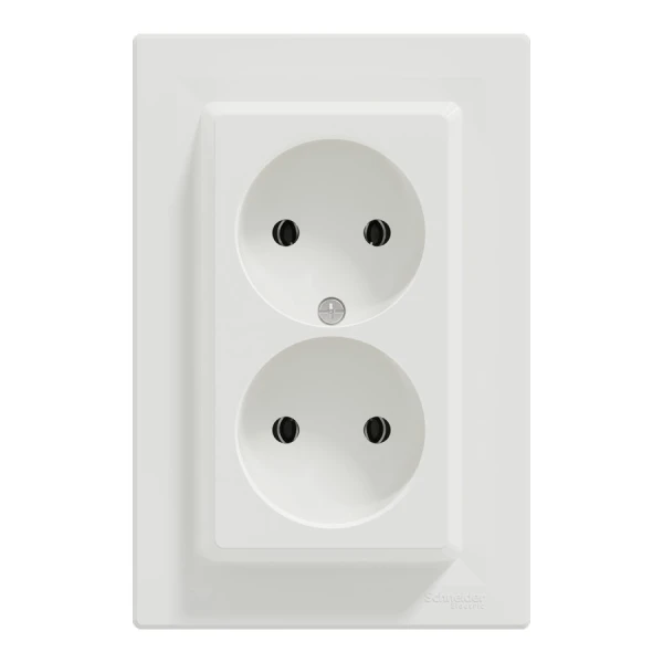 Розетка без заземления, подвійна, білий Asfora EPH9700121 Schneider Electric - Фото 2
