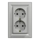 Розетка с заземленням, подвійна, алюмінієвий Asfora EPH9900161 Schneider Electric