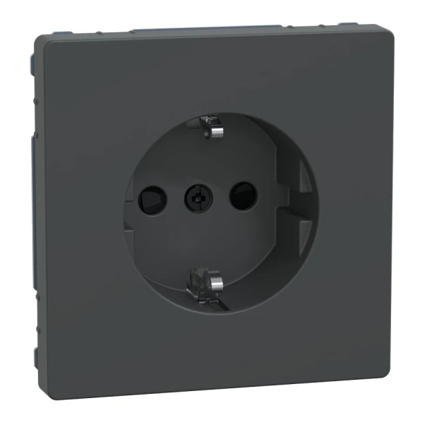 D-life розетка з/к і шторкою, антрацитовий Merten MTN2300-6034 Schneider Electric - Фото 1